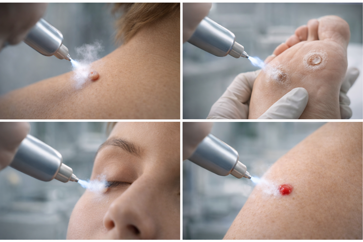 Collage of skin blemishes and treatment results